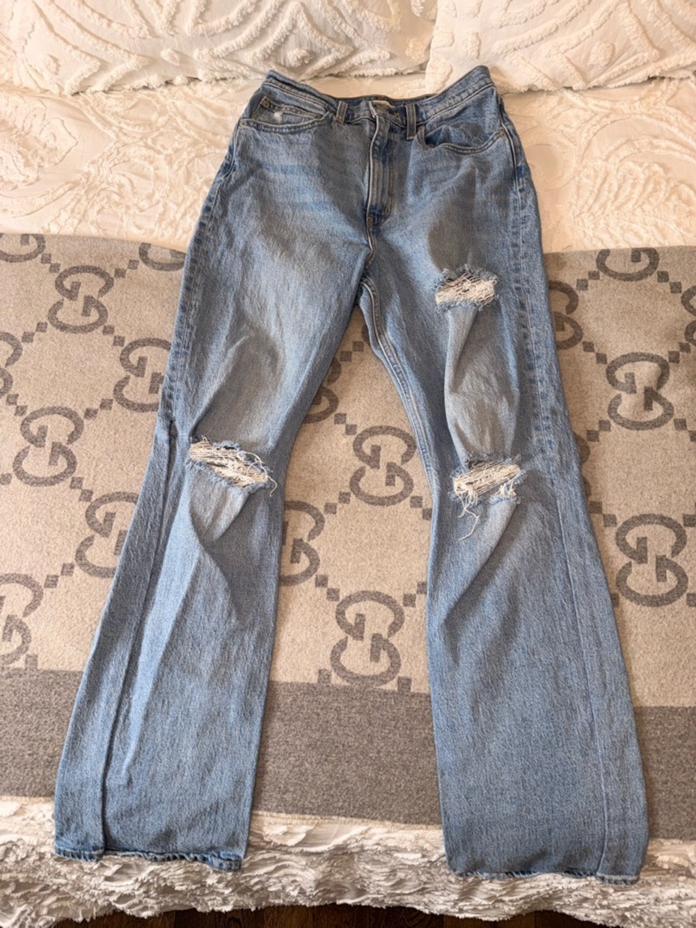 Levi’s 70’s High Flare Distressed Jeans - Light Blue, 27